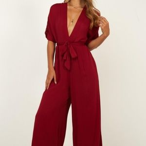 Showpo Jumpsuit In Chilli Linen Look